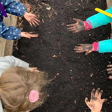 Kids learning to garden